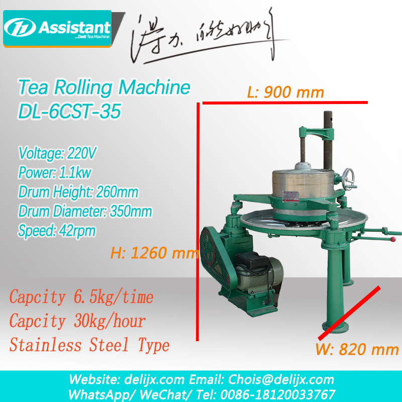 Máquina de amassar folhas de chá frescas rolo de chá pequeno para processamento de chá verde/preto/oolong 6CRT-35