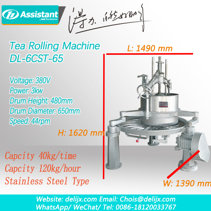 Héjo/Hideung/Oolong/Daun Gelap Mesin Rolling Daun Teh Méja Gulung 6CRT-65